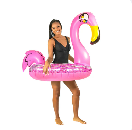 Inflatable Flamingo Pool Tube Glitter
